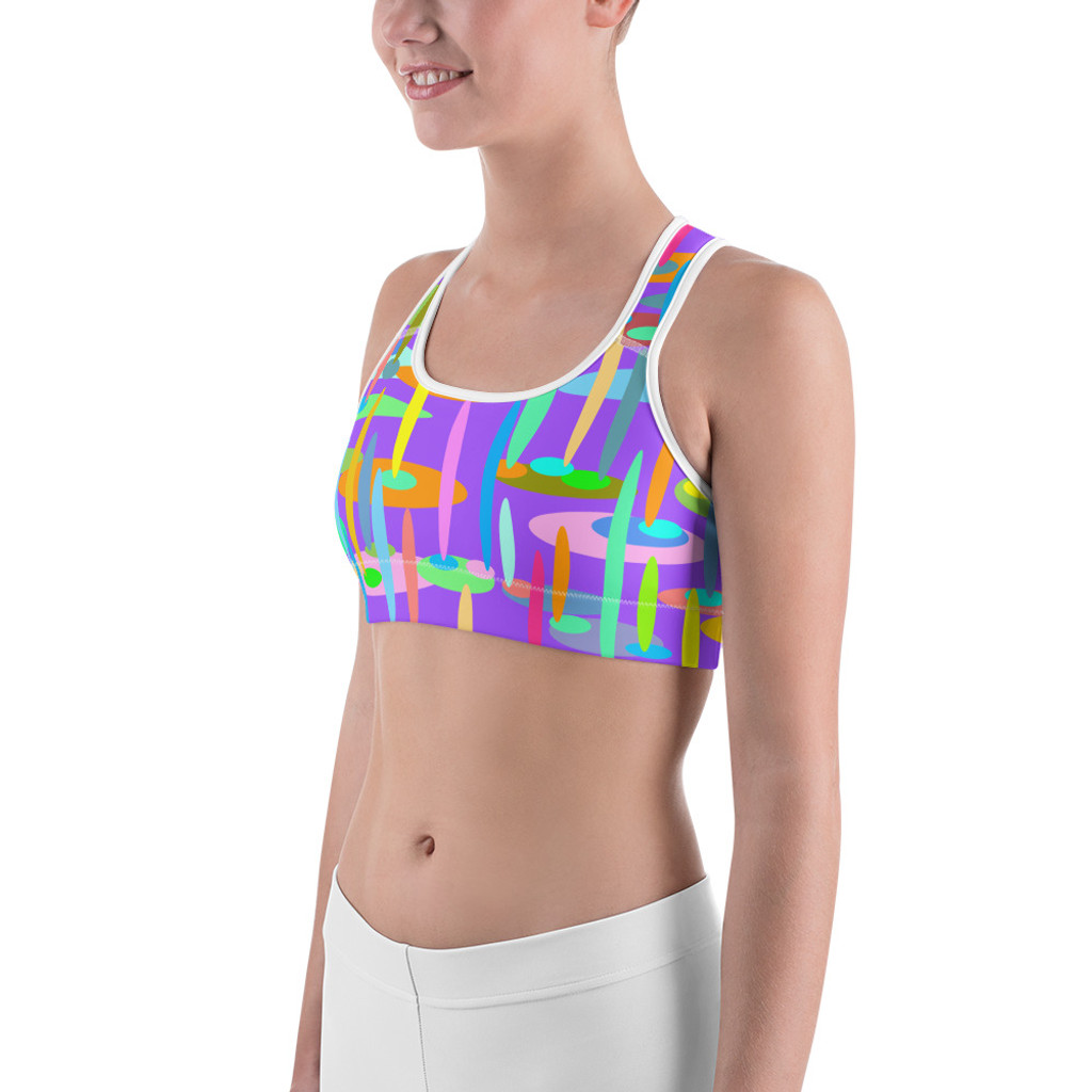 Ann Gertrude "Ponds Paradise" Sports Bra - Purple