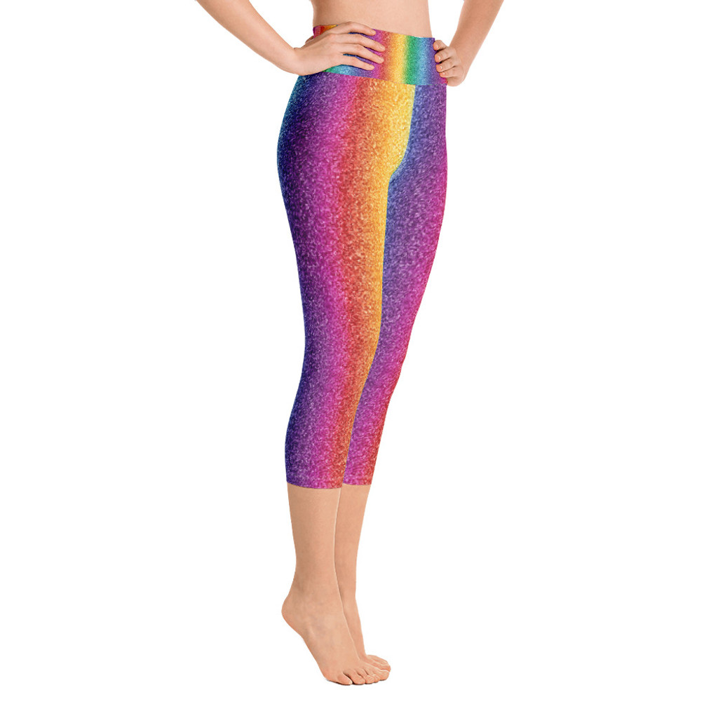 Ann Gertrude "Rainbow Shimmer" Yoga Capri Legging with Pocket