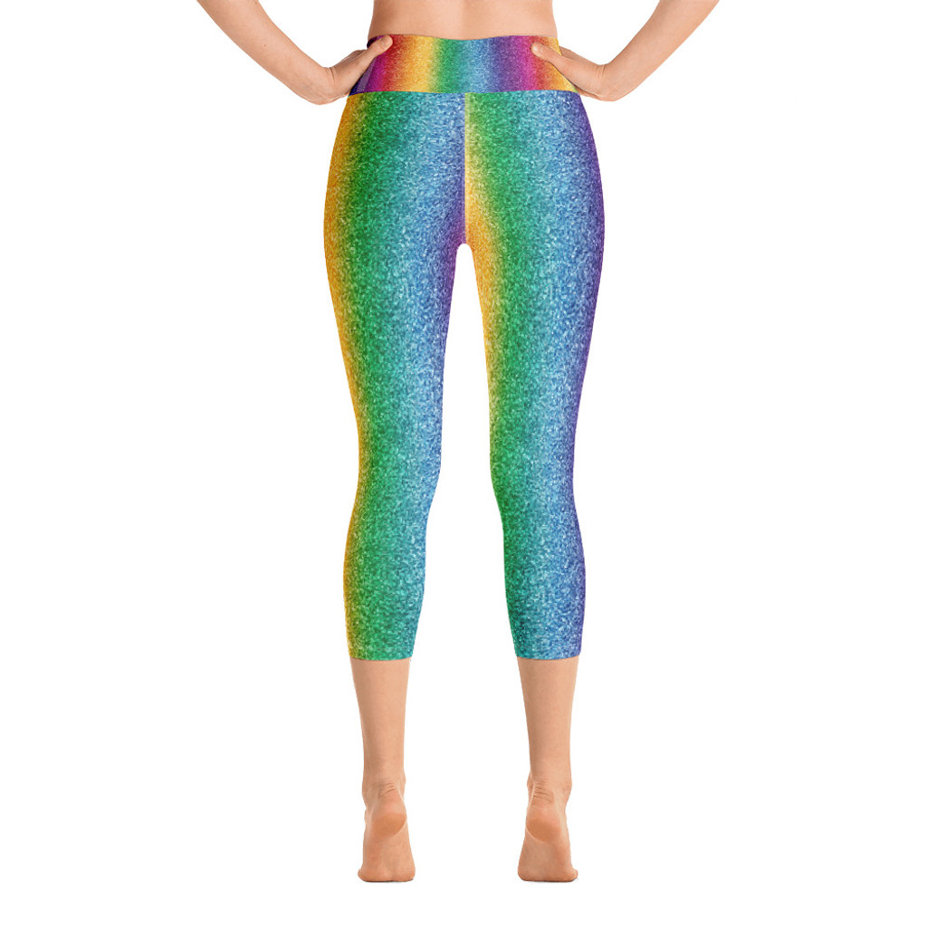 Ann Gertrude "Rainbow Shimmer" Yoga Capri Legging with Pocket