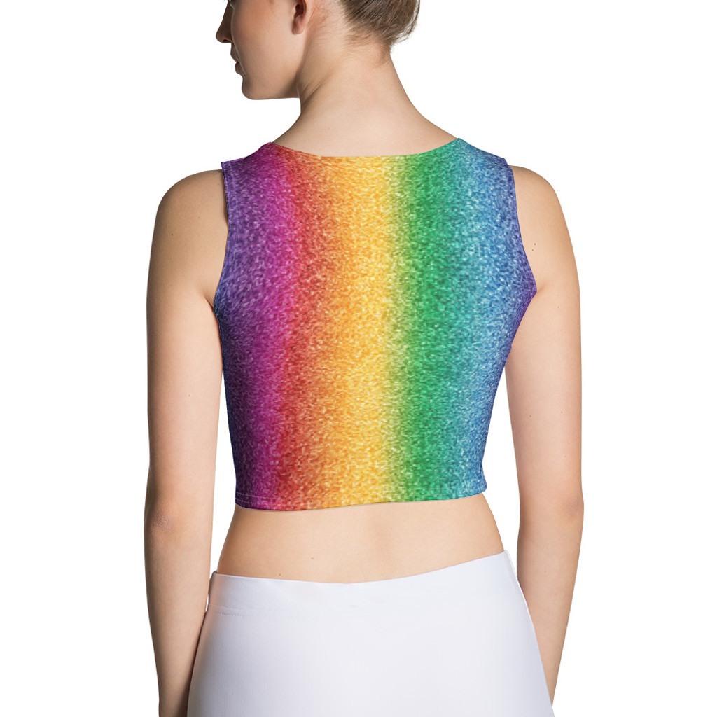 Ann Gertrude "Rainbow Shimmer" Sleeveless Crop Top