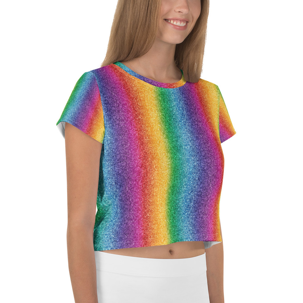 Ann Gertrude "Rainbow Shimmer" Crop Tee