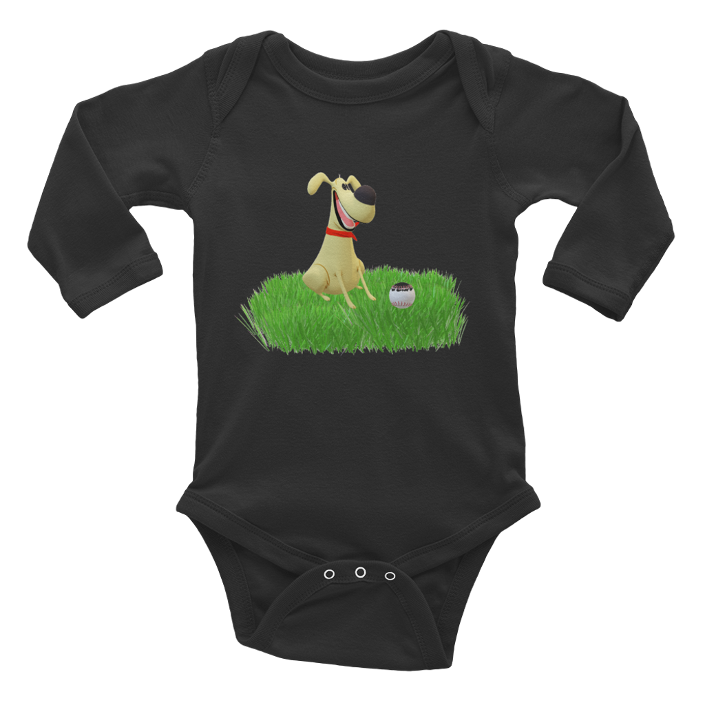 Ann Gertrude “Fetch and Return the Ball” Infant Long Sleeve One Piece Bodysuit