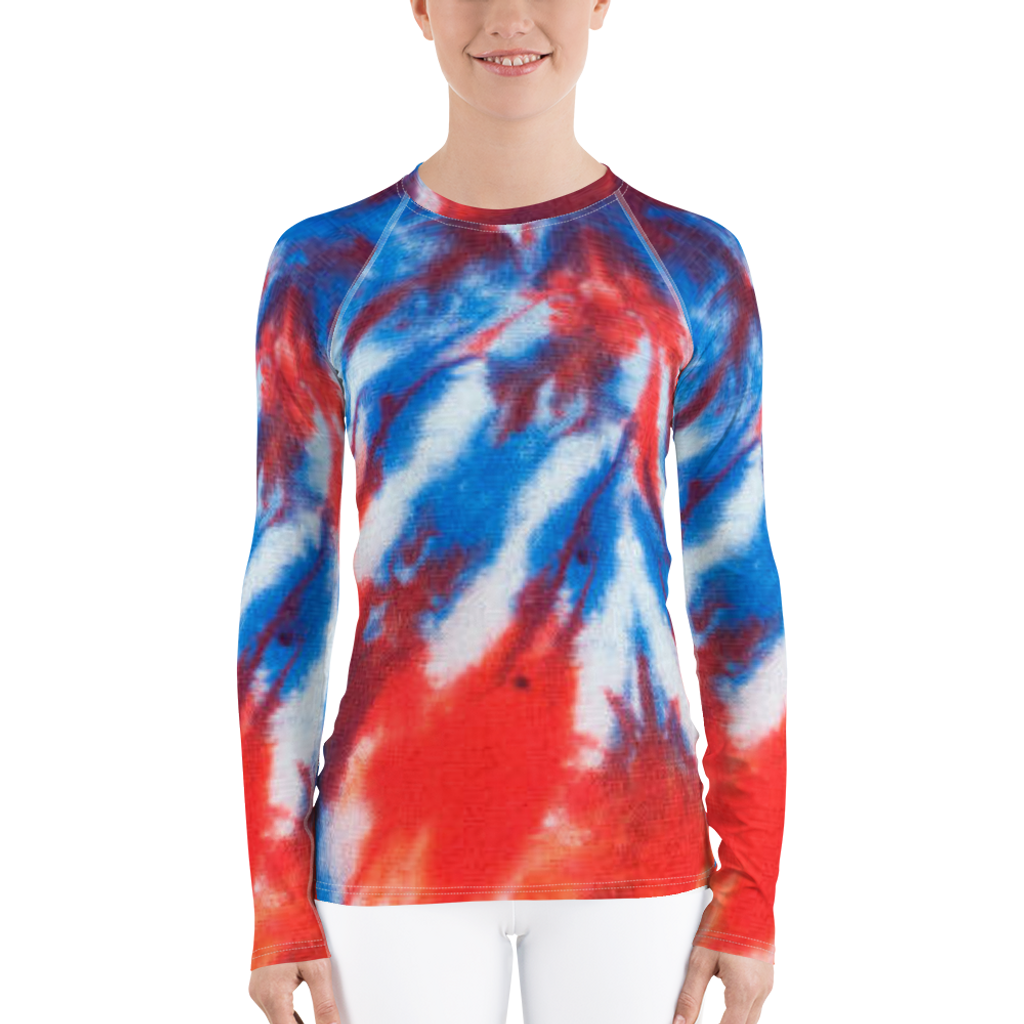 Ann Gertrude "Storm" Tie Dye Women's Long Sleeve Rash Guard