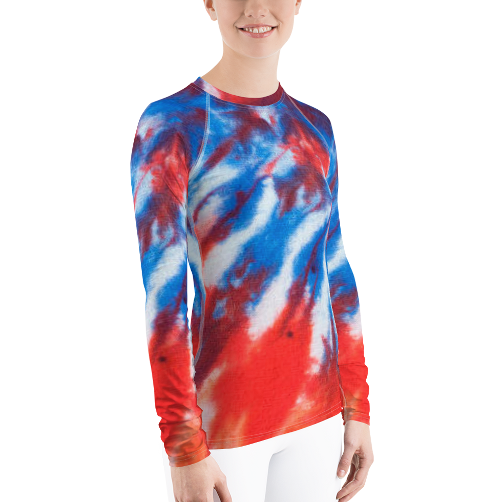 Ann Gertrude "Storm" Tie Dye Women's Long Sleeve Rash Guard