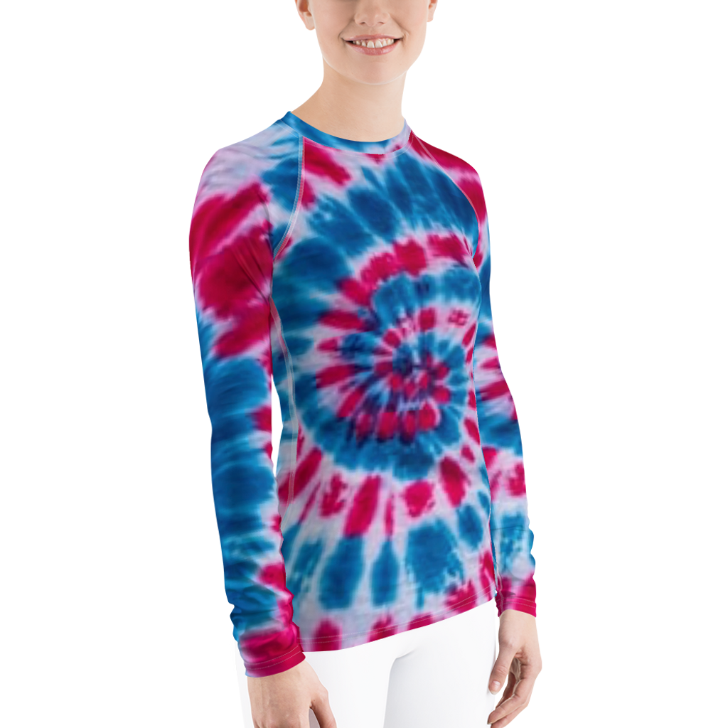 Ann Gertrude "Whirlwind" Tie Dye Women's Long Sleeve Rash Guard