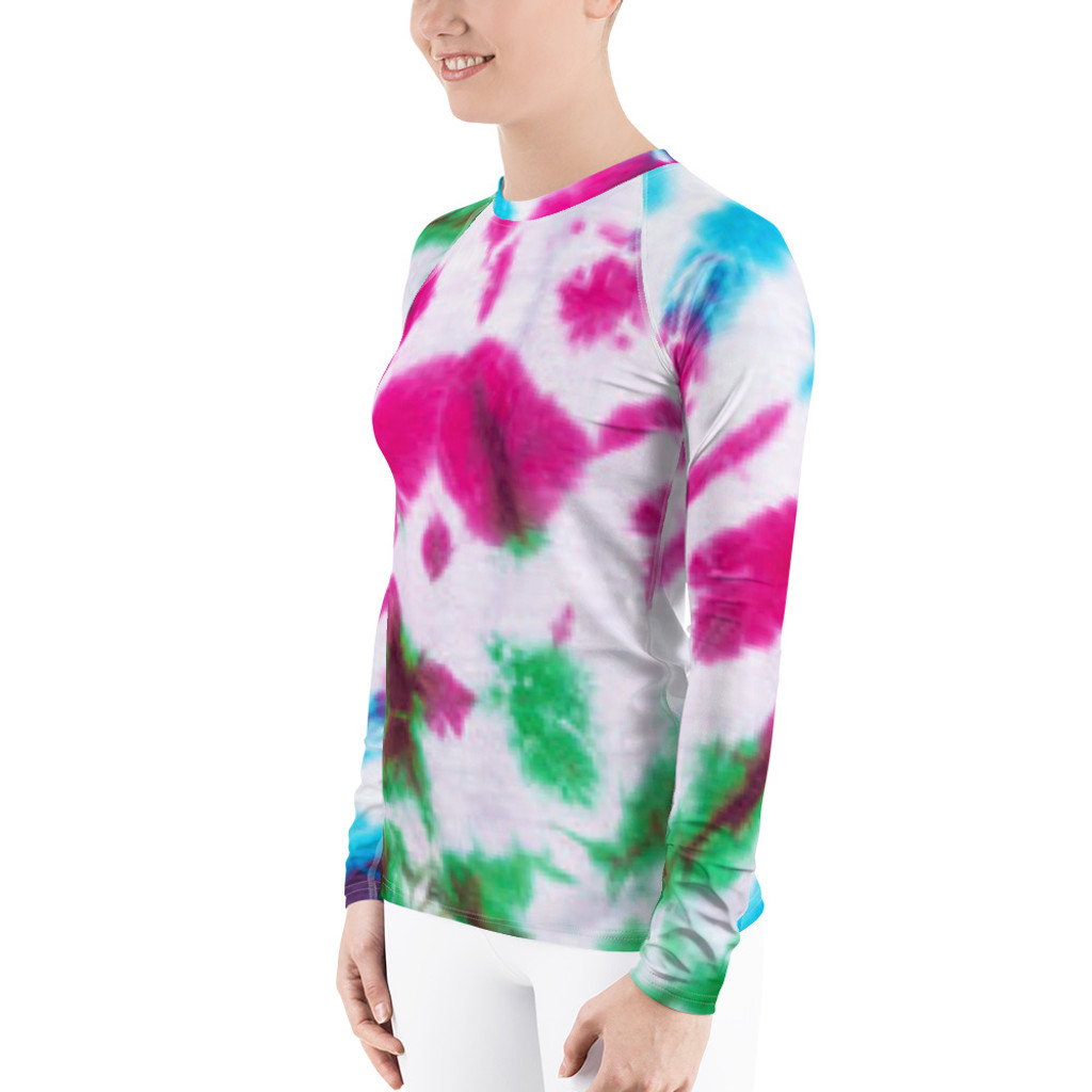 Ann Gertrude “Spills” Tie Dye Women's Long Sleeve Rash Guard