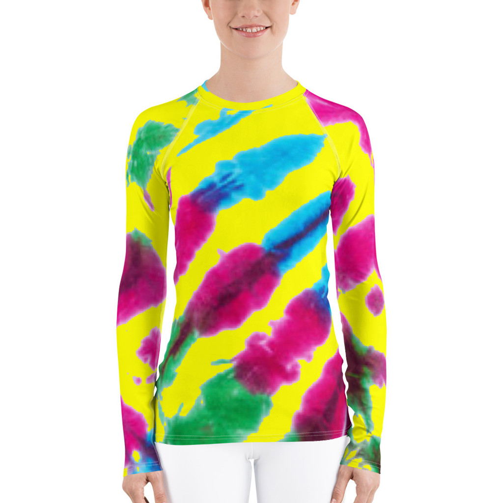 Ann Gertrude "Banana Trail" Tie Dye Women's Long Sleeve Rash Guard