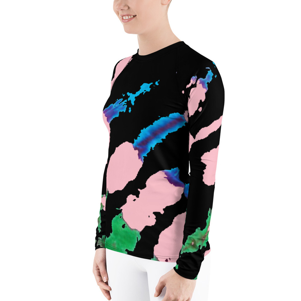 Ann Gertrude "Pink Comet" Tie Dye Women's Long Sleeve Rash Guard