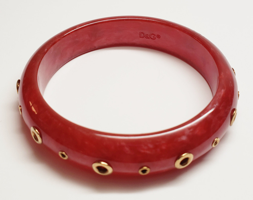 Dolce & Gabbana Rust and Brass/Acrylic Bangle Bracelet