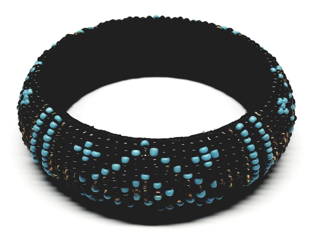 Native American Glass Beaded Bangle Bracelet - Vintage 