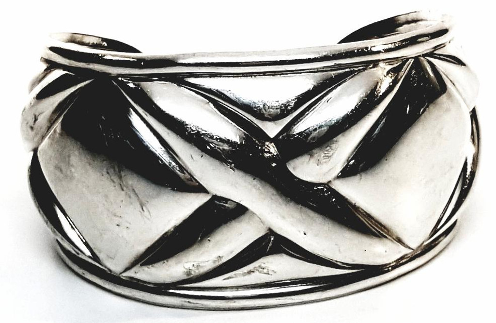 Kabana Sterling Silver Modernist Three X Heavy Cuff Bracelet - Vintage