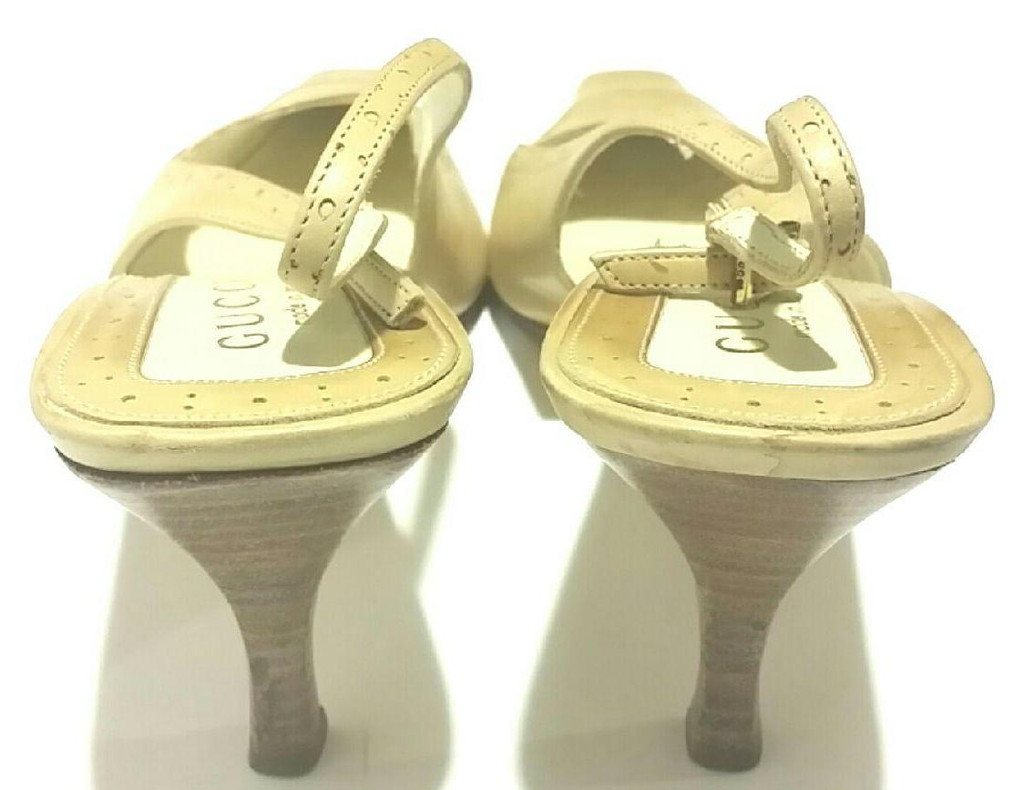 Gucci Tan Leather Kitten Slingback Heels  - Size US 8B - Vintage