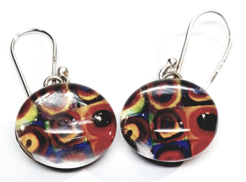 Mapache Sterling Silver Murano Glass Colorful Rings Earrings - Vintage