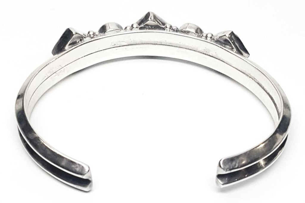 Sterling Silver and Faceted Opal Stones Cuff Bracelet - Vintage 