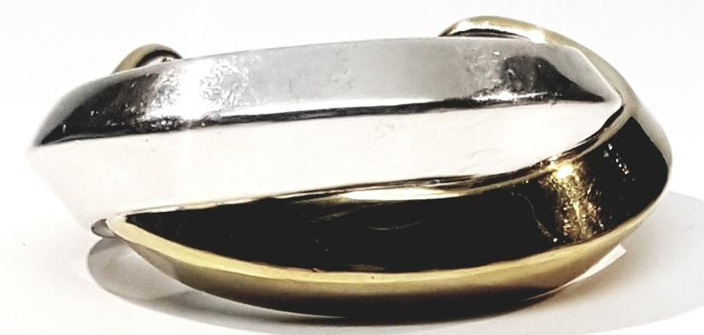 Sterling Silver Modernist Double Wide Dimensional Bar Cuff Bracelet by N.S. Baron - Vintage