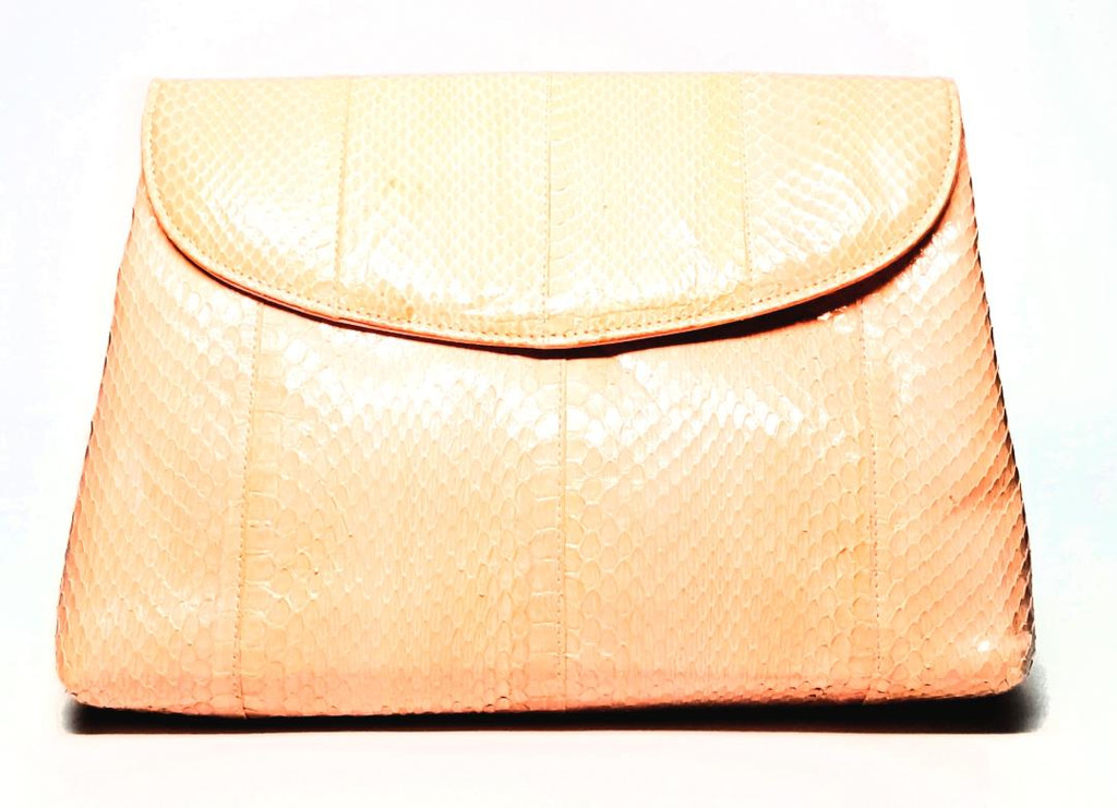 DiVina Powder Pink Genuine Snakeskin Clutch/Shoulder Purse - Vintage 1970s Deadstock