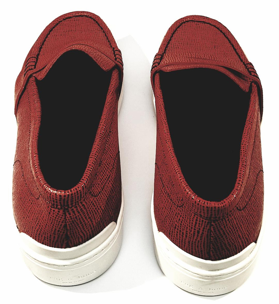 Rag & Bone Cherry Red Leather Thick White Sole Driver Loafers  - Size US 7.5 - New