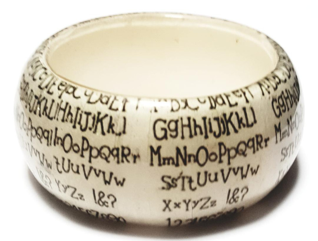 Lucite My Favorite Teacher Alphabet Bangle Bracelet - Vintage