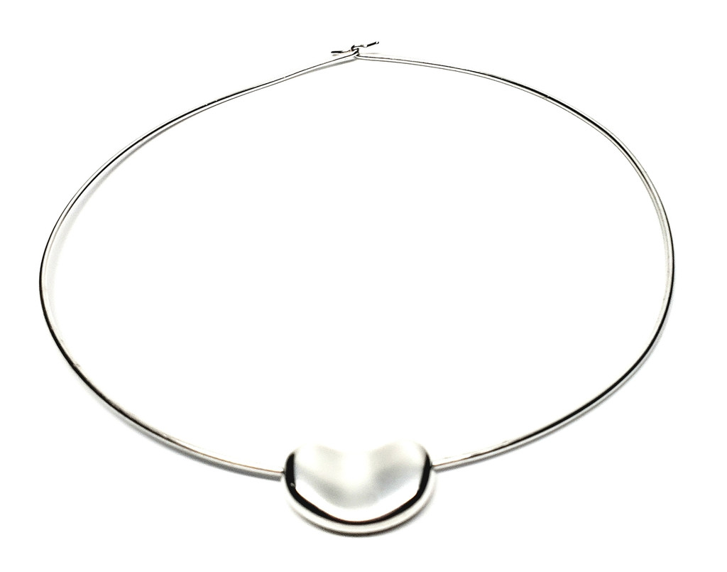 Tiffany & Co. Sterling Silver Very Big Bean Heart Choker - Vintage 1970s and Gorgeous!