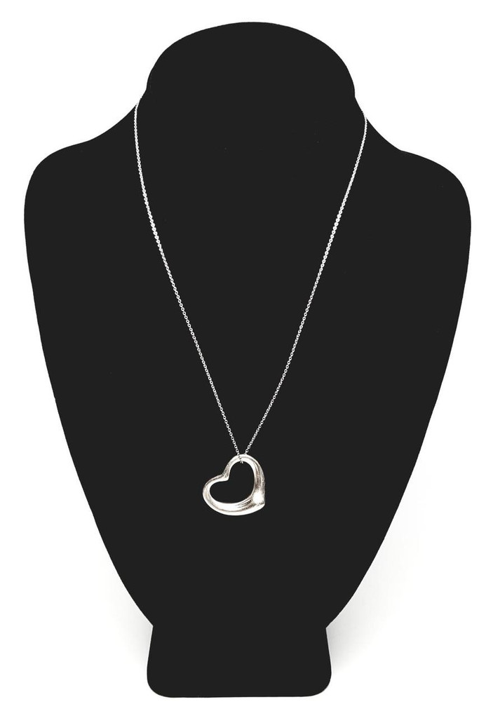 Tiffany & Co. (Elsa Perretti) Sterling Silver Medium Open Heart Pendant and Necklace - Vintage