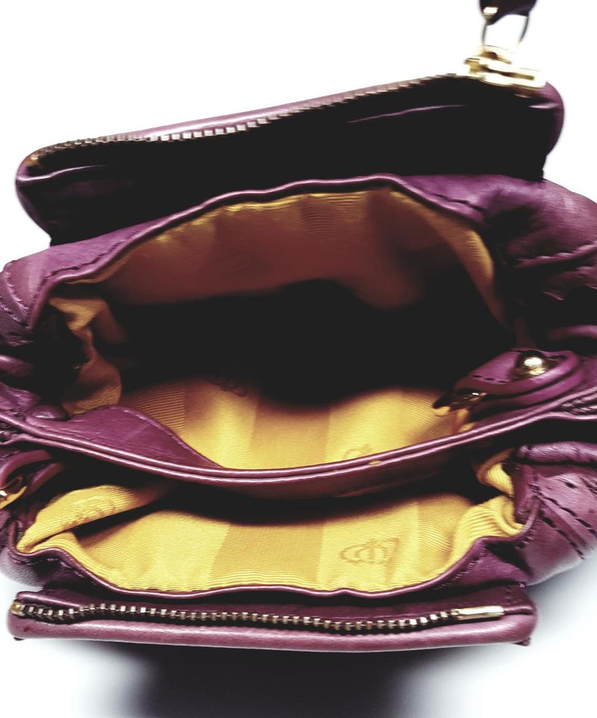 Juicy Couture Purple Grape Soft Leather Heavy Gold Chain Purse - New
