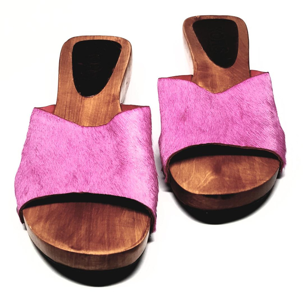 Michael Kors Pink Soft Leather Cowhide Clogs  - Size US 8M - New