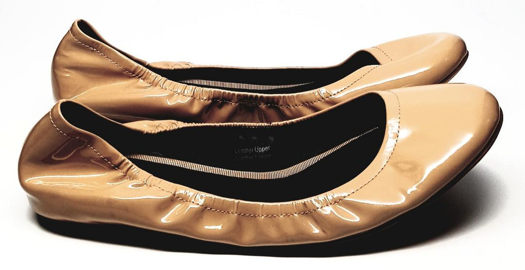 Vera Wang Khaki-Colored Patent Leather Ballet Up Toe Flats - Size US 7.5M - New