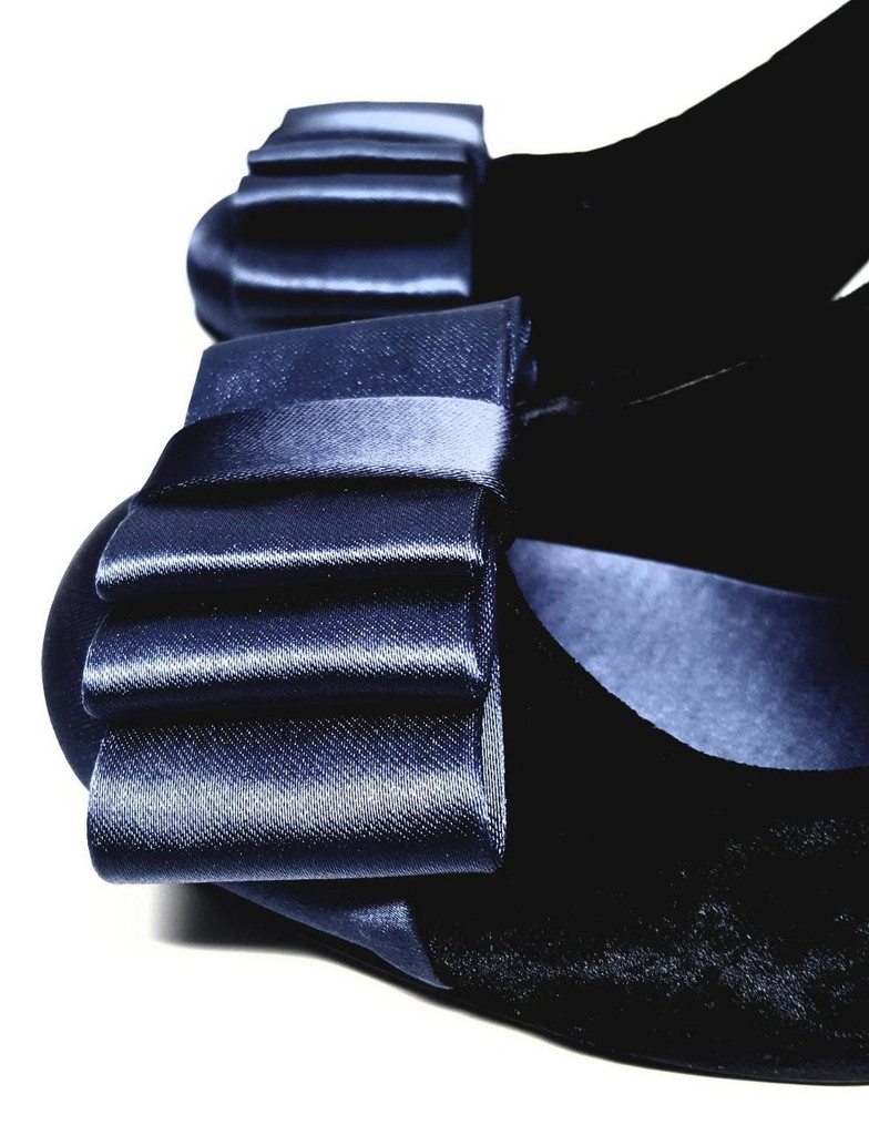 Tory Burch Royal Blue Velvet Satin Bow Heels - Size US 8M - New