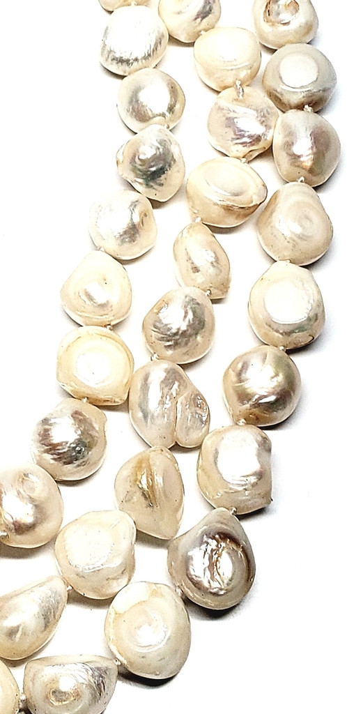 Massive 3-Strand Baroque Pearls Necklace Bracelet Earrings Demi Parure Set  - New