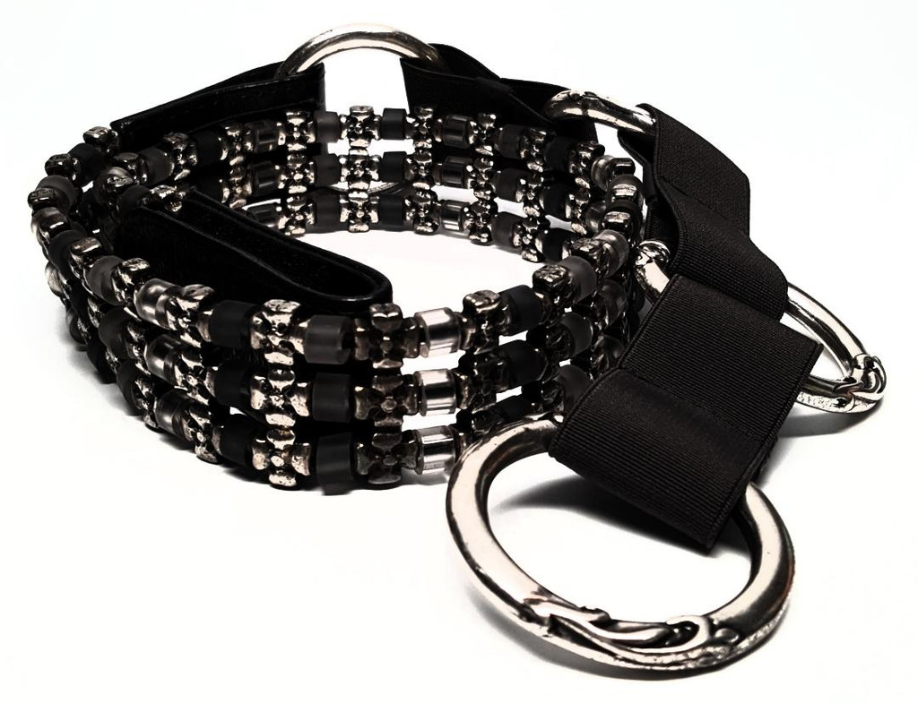 Suzi Roher Heavy Metal Slate Leather Large Four-Ring Belt - Vintage