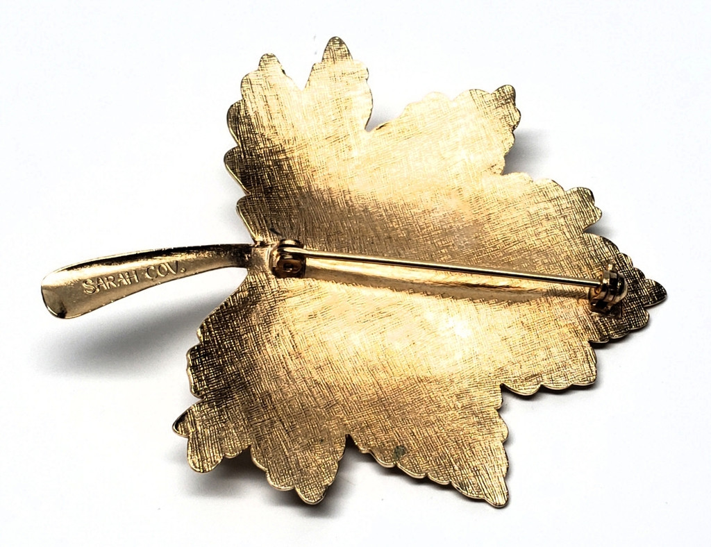 Gold Leaf Statement Brooch by Sarah Covington - 1950s Vintage