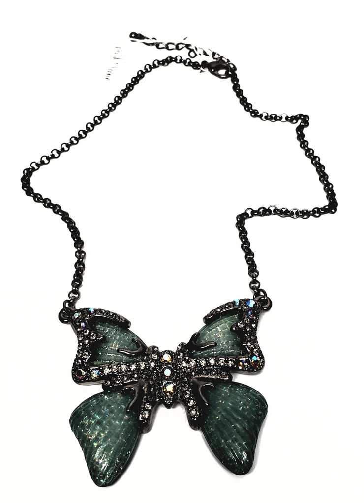 Park Lane Big Teal Butterfly Statement Necklace - New 