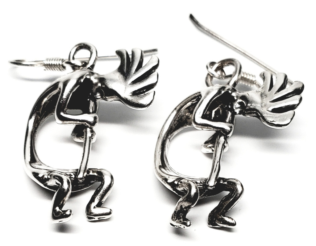 Masha Sterling Silver Kokopelli Earrings - Vintage