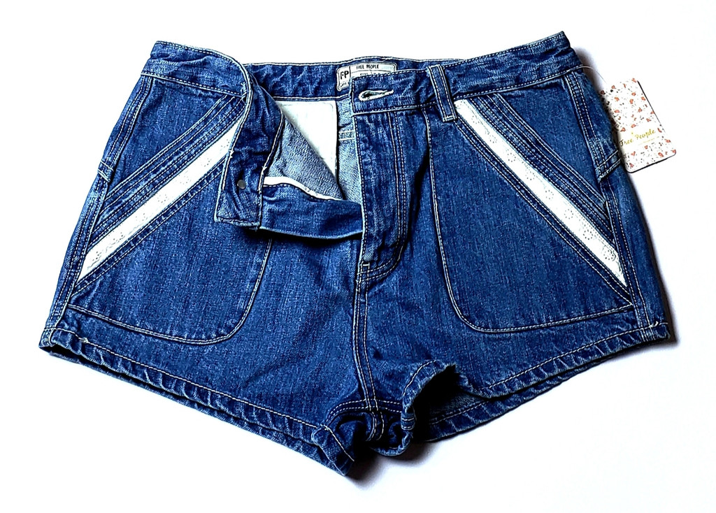 Free People "Lewis" Daisy High-Waist Denim Shorts - Size 30 -  New