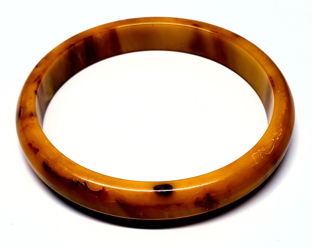 Bakelite Marbleized End of Day Butterscotch Bubble Bangle Bracelet(a) - Vintage