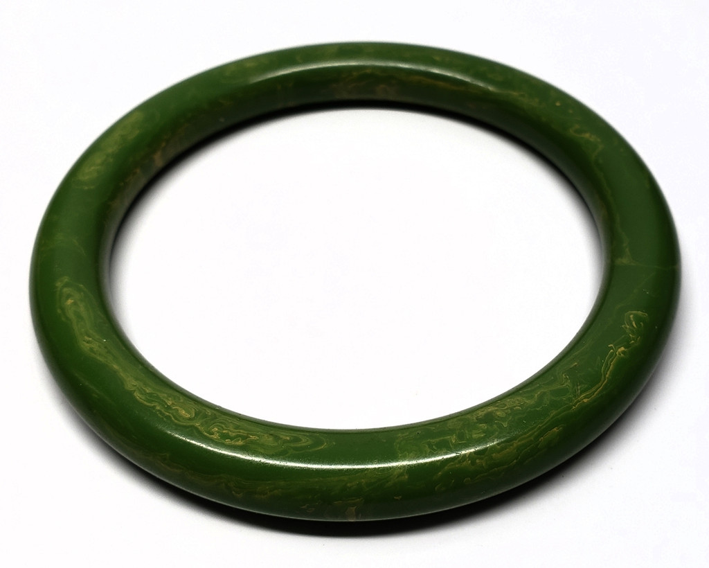 Bakelite Marbled Lime and Lemon Splash Bubble Bangle Bracelet - Vintage 1940s