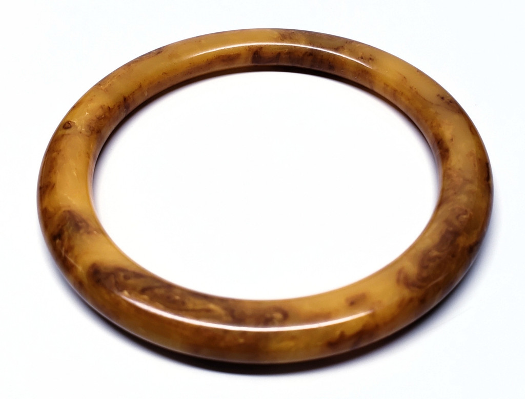 Bakelite Marbled Dulce de Leche Bubble Bangle Bracelet - Vintage