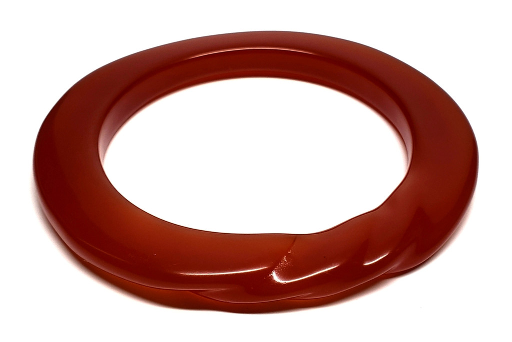 Bakelite Cinnamon Thick Flat Disc Bangle Bracelet - Vintage Rare