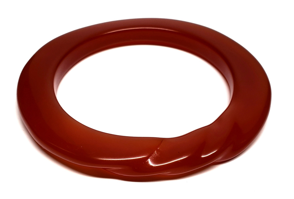 Bakelite Cinnamon Thick Flat Disc Bangle Bracelet - Vintage Rare