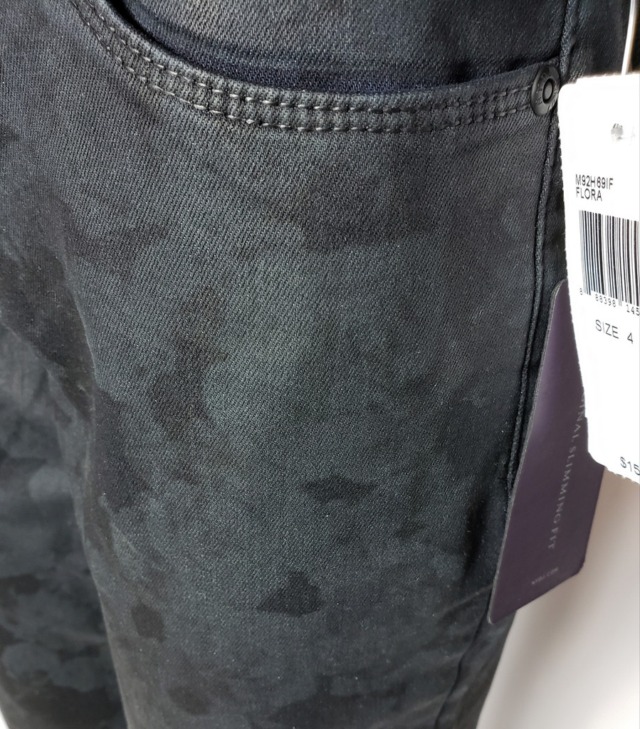 NYDJ Not Your Daughter's Jeans Black Roses High-Waist Tapered Denim Leggings - Size 4 - New