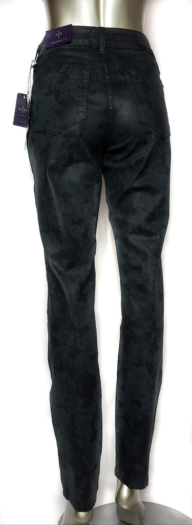 NYDJ Not Your Daughter's Jeans Black Roses High-Waist Tapered Denim Leggings - Size 4 - New