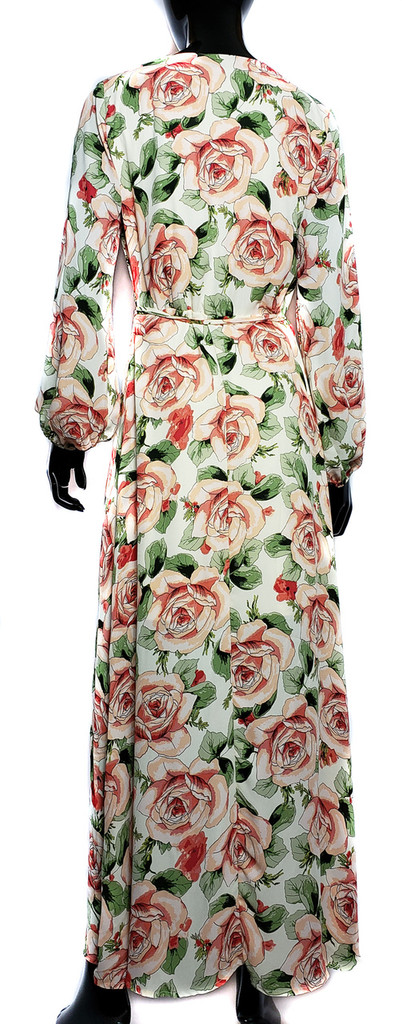 Bobeau Big Pink Roses Wrap Maxi Dress - Size Small