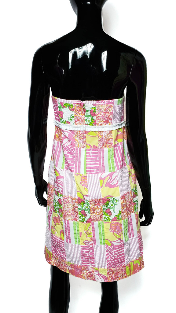 Lilly Pulitzer "Bowen" Strapless Pink Patchwork Dress - Size  10