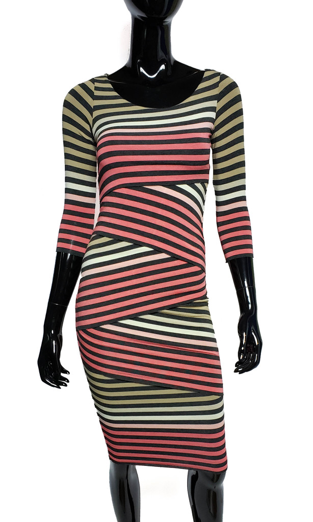 BAILEY/44 Bodycon Pink Zigzag Striped Layered Dress - Size XS - New