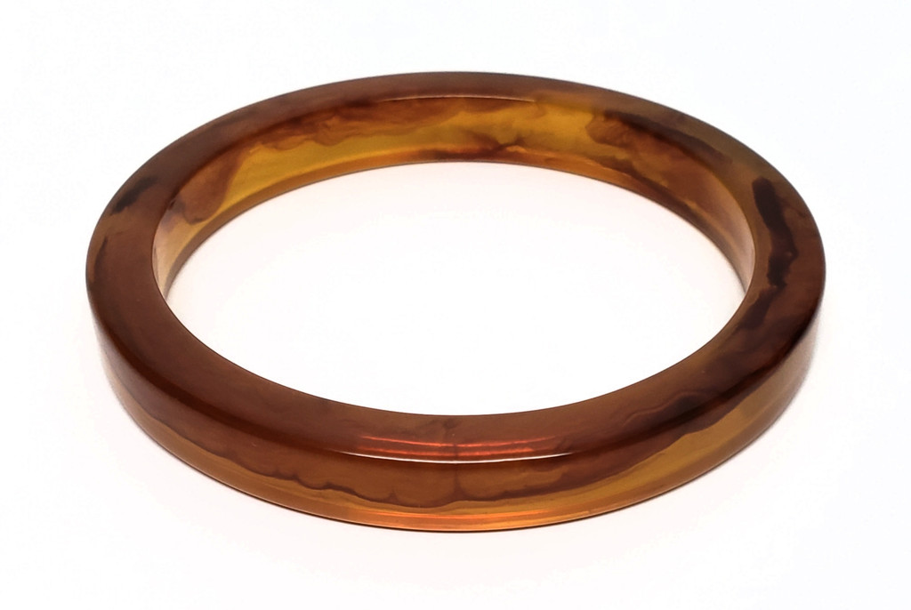 Bakelite Prystal Shiny Apple Cider Cube Bangle Bracelet - Vintage