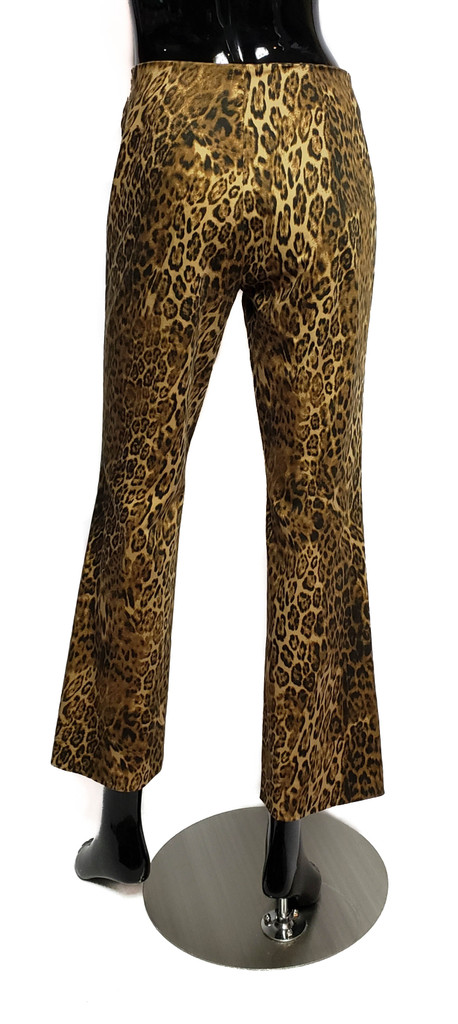 CAMBIO "Dawn" Leopard Print Sateen Slacks - Size US 8 - Vintage 1990s Deadstock