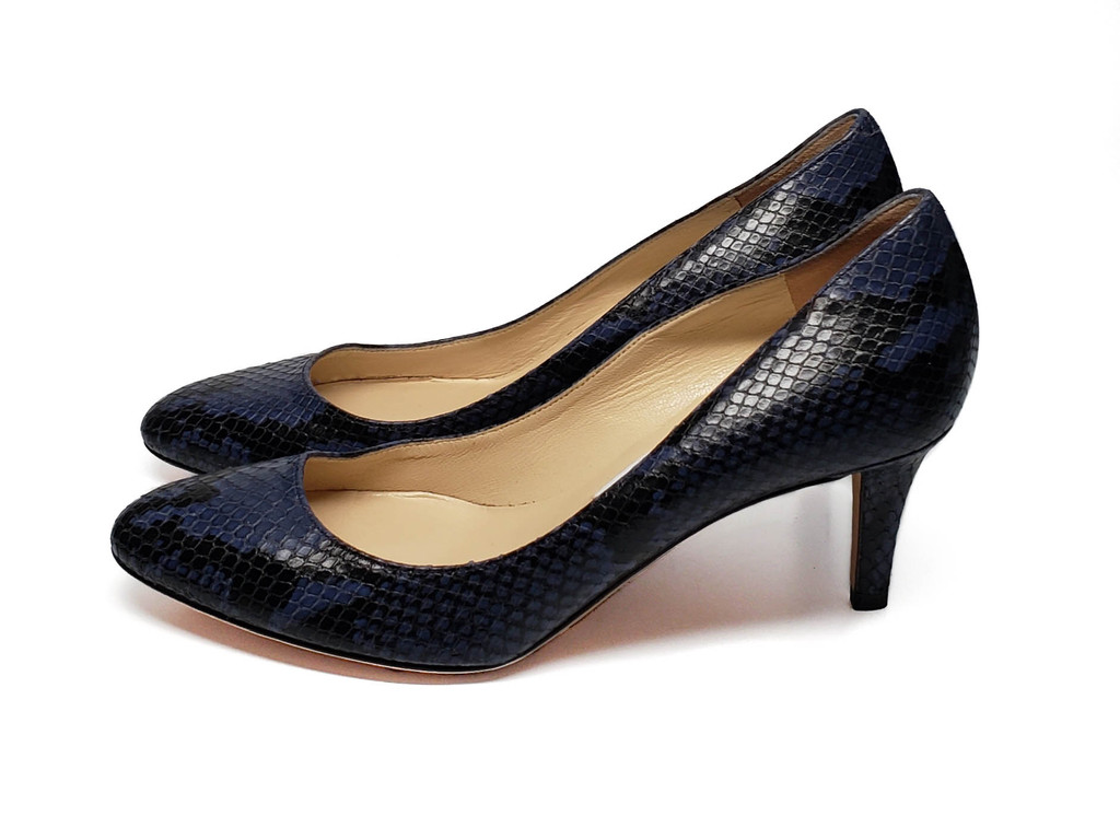 Jimmy Choo Royal Blue and Black Snakeskin Pumps -  Size 37.5 (US 7) - New