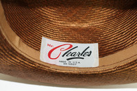 Mr. Charles Finely Woven Brown Big Bow Turned Up Brim Hat - Vintage 1950s Deadstock