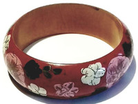 Wooden Bracelet - So Boho Blossoms Out Bangle - Vintage