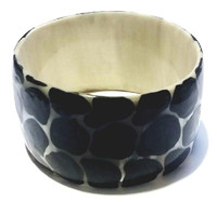 Bone Embossed Cheetah Art Wide Bangle Bracelet - Vintage